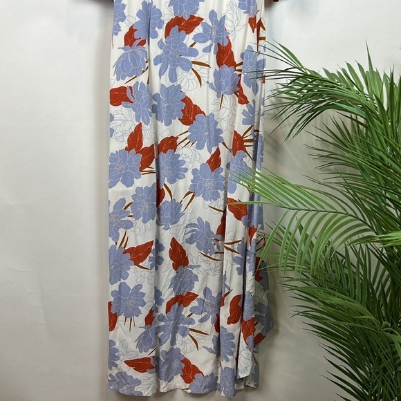 L*Space Kellen Dress Tie Front Blue Floral Beach Summer Resort Small Cutout - Picture 9 of 13